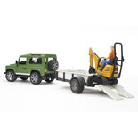 Bruder Landrover + Aanhanger met Graafmachine